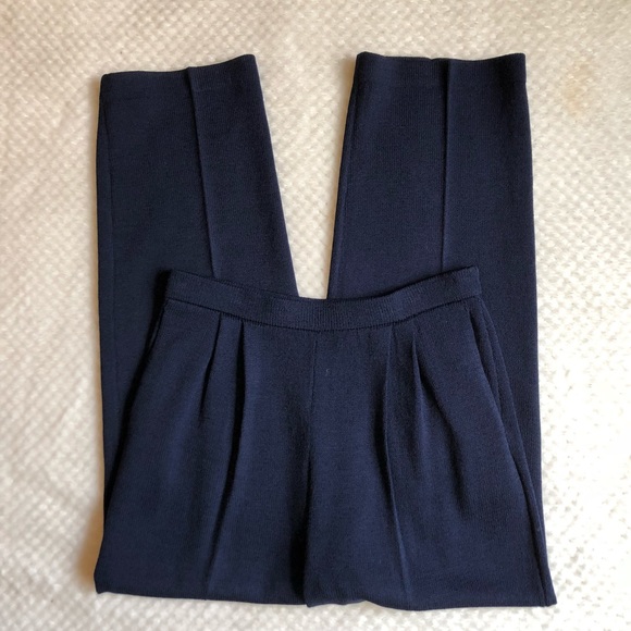ST. JOHN Navy Blue Knit Pants - Picture 1 of 4